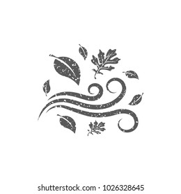 Autumn leaves icon in grunge texture. Vintage style vector illustration.