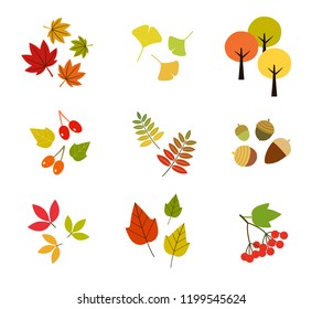 Autumn leaves icon set