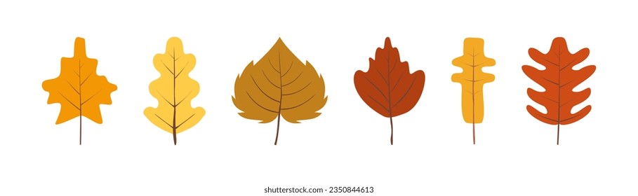 Autumn leaves. Leaves icon set. Flat style.