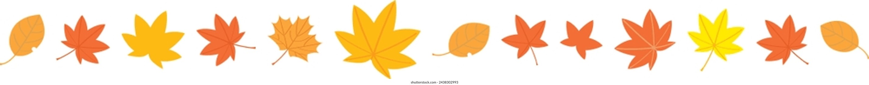 Autumn leaves icon set, vector illustration. Flat design style.