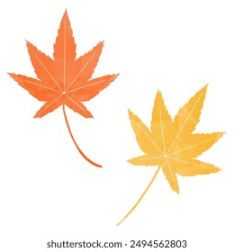 Autumn leaves icon set, watercolor