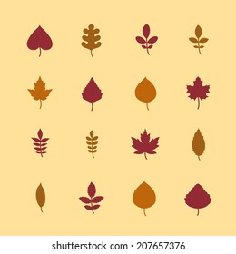 Autumn leaves icons set