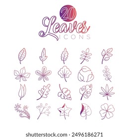 Autumn leaves icons set Vector illustration