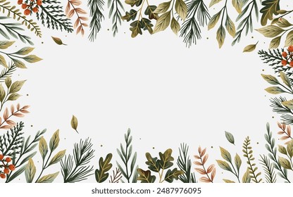 Autumn leaves illustration frame banner