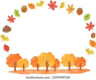 Autumn leaves illustration frame material