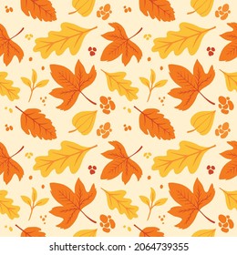 Autumn leaves Illustration pattern Vector