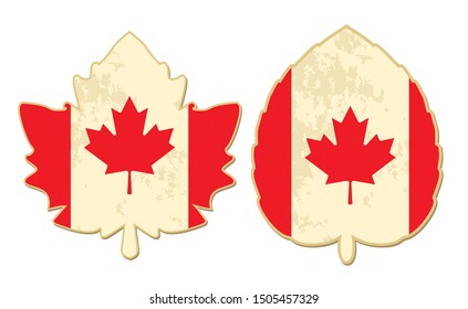 autumn leaves with the image of the Canada flag