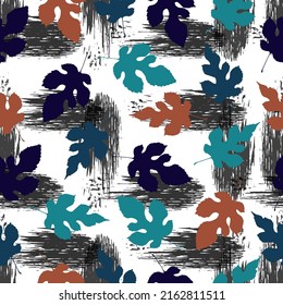 autumn leaves. Autumn imprint leaves pattern background. seamless pattern, colorful background.