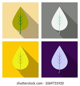 autumn leaves isolated on colour background. simple cartoon flat style, vector illustration.