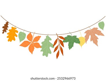 Autumn leaves isolated on a white background. Simple vector autumn collection for greeting holiday cards and Thanksgiving design