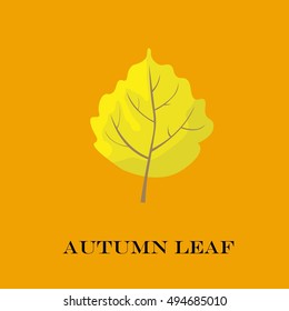 autumn leaves isolated on yellow background. simple cartoon flat style, vector illustration.
