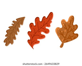 Hojas de otoño. Icono aislado de la hoja de Vector sobre fondo blanco. Elementos de otoño para Anuncio, volante, textil, impresión, superficie, diseño de tela. Ilustración plana colorida.