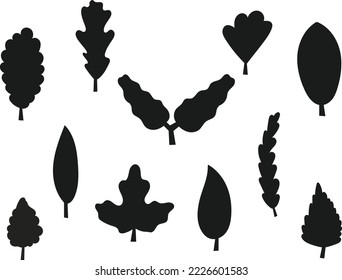 Autumn leaves isolated vector Silhouette