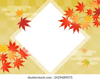 Autumn leaves and Japanese background frame