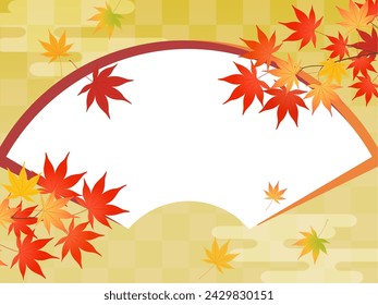 Autumn leaves and Japanese background frame