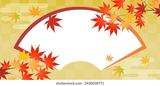 Autumn leaves and Japanese background frame (2:1)