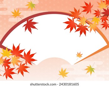 Autumn leaves and Japanese background frame