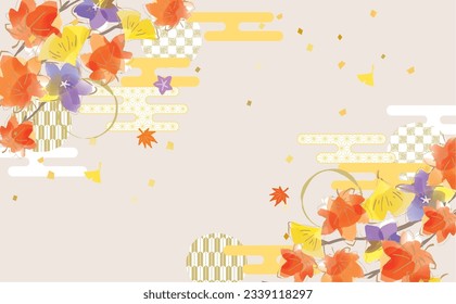 Autumn leaves and Japanese modern fashionable background illustration