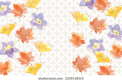 Autumn leaves and Japanese modern fashionable background illustration