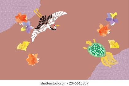 Autumn leaves and Japanese modern fashionable background illustration