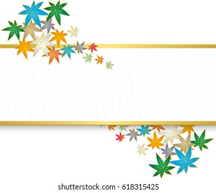 Autumn leaves and Japanese paper. Japanese style background material