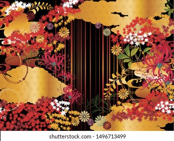 
Autumn leaves Japanese pattern background