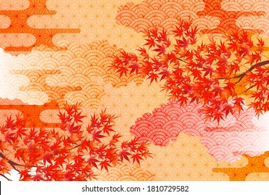 Autumn leaves Autumn Japanese pattern background