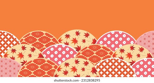 Autumn leaves Japanese Pattern Background