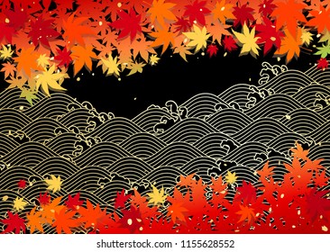 Autumn leaves and Japanese style background