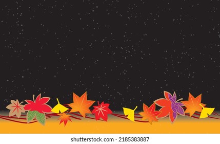 Autumn leaves Japanese style background illustration