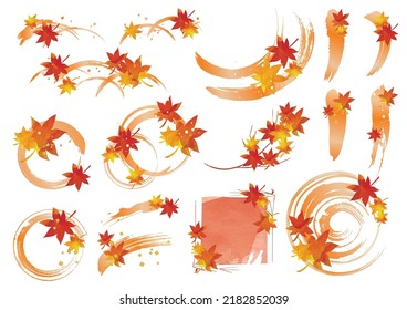 Autumn leaves Japanese style brush touch material set