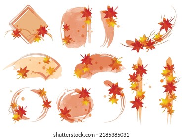 Autumn leaves Japanese style brush touch material set