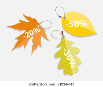 Autumn Leaves Labels Vector Illustration