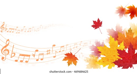 Vector Illustration Autumn Leaves Music Notes Stock Vector (Royalty ...