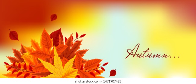 Autumn leaves autumn landscape background can be used for poster, banner, flyer, invitation, website or greeting card. Vector illustration eps 10.