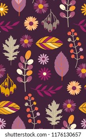 Autumn leaves leaf - color flat design - wallpaper textile pattern background