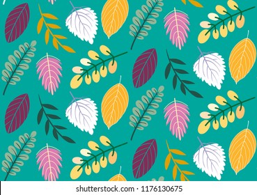 Autumn leaves leaf - color flat design - wallpaper textile pattern background