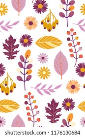 Autumn leaves leaf - color flat design - wallpaper textile pattern background