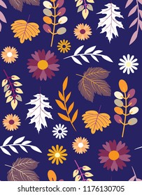 Autumn leaves leaf - color flat design - wallpaper textile pattern background