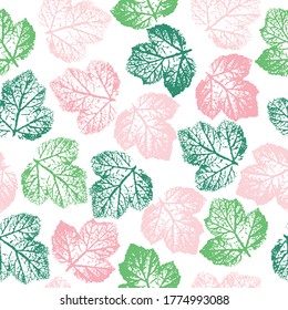 autumn leaves. Leaf paint imprints. seamless pattern, colorful background.