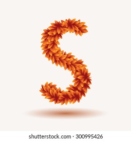 Autumn leaves letter. Autumn design element. Part of set. 