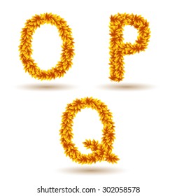 Autumn leaves letters. Part of set. Eps 10.