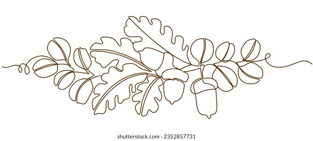 Autumn leaves line art vector illustration
