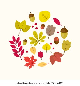 Autumn leaves logo or background. Ready to use in social media, posters, banners, wallpapers, postcards and patterns. 