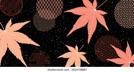 Autumn leaves maple Japanese pattern background 