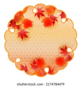 Autumn leaves maple Japanese pattern icon