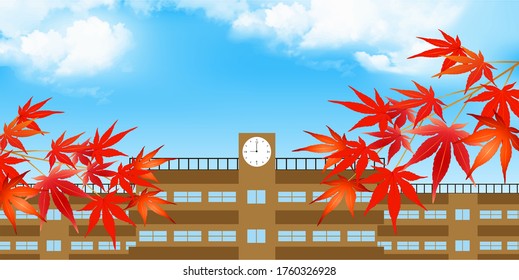 El otoño deja el fondo de la escuela de arce