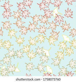 autumn leaves or momiji ,vector repeat background illustration
