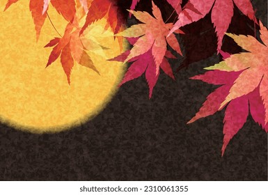 Autumn Leaves Moon View Maple Tree Background