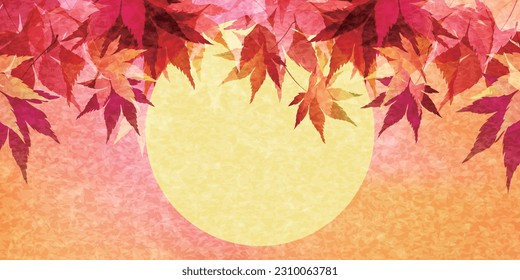 Autumn Leaves Moon View Maple Tree Background